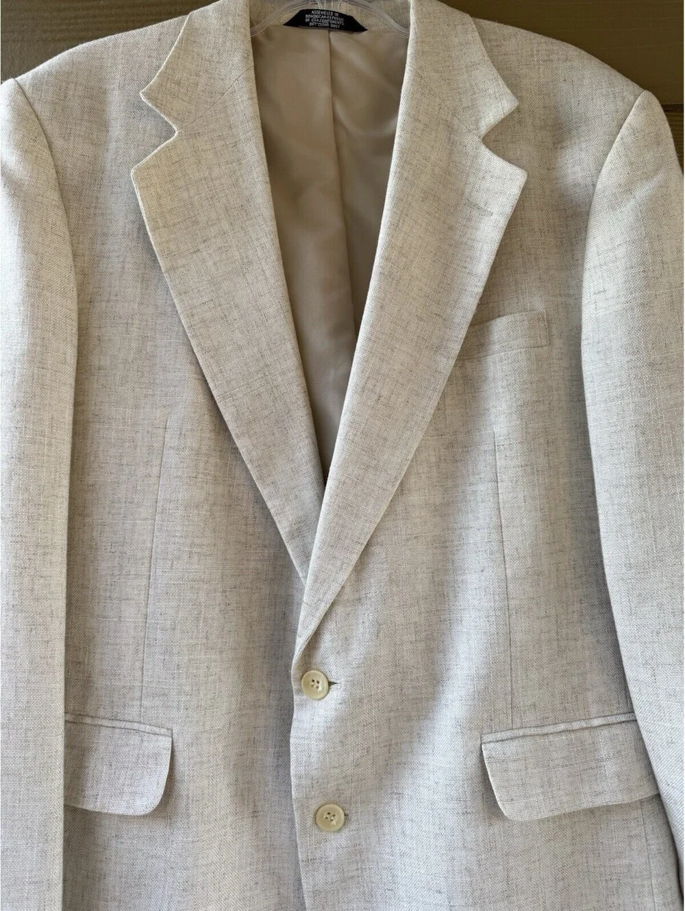 Haggar Clothing Men's White Cream Natural Linen Blend Sport Jacket Blazer Sz 40